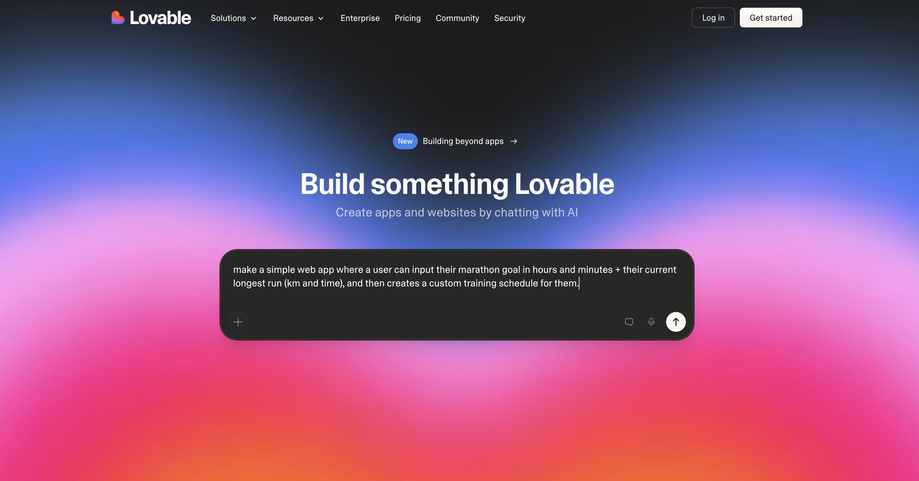 Lovable prompt typed